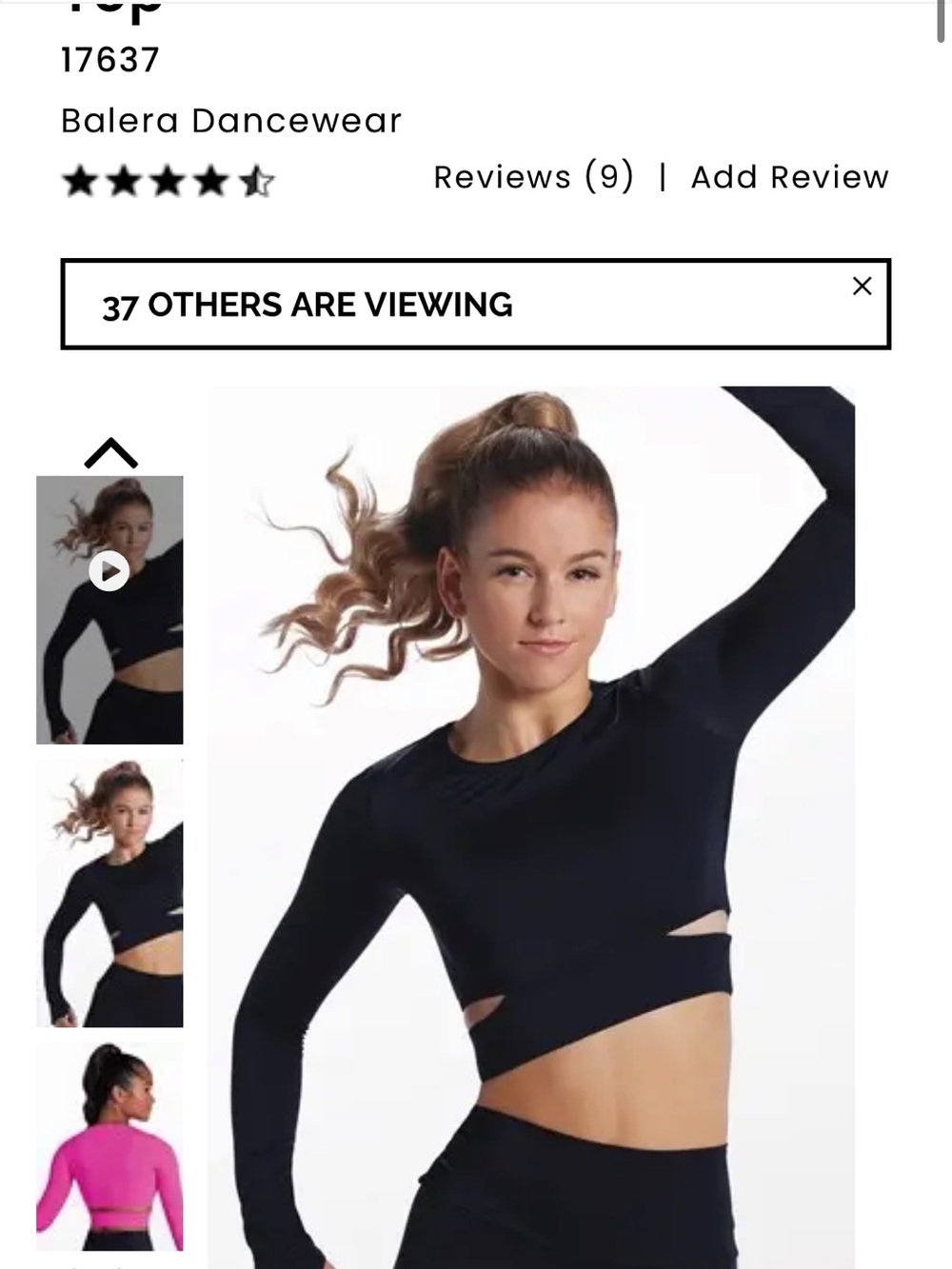 Balera Dance Black Long-Sleeve Cutout Crop Top
